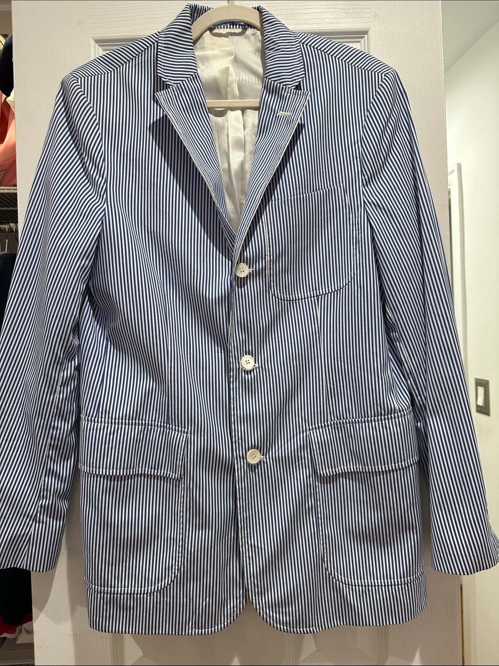Polo by Ralph Lauren Navy & White Striped Seersucker Blazer